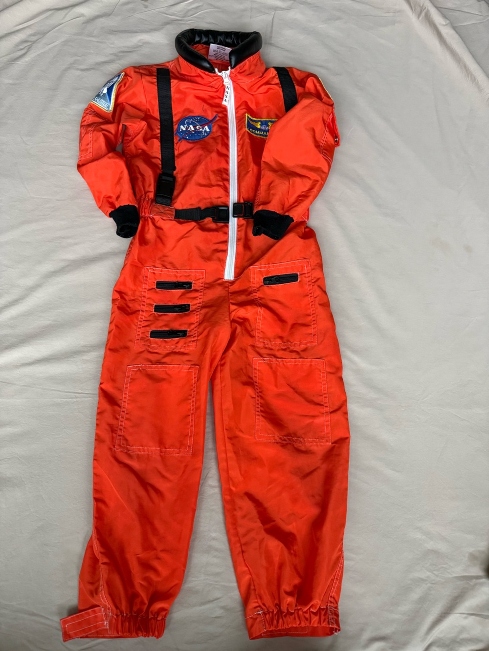 Kids NASA Astronaut Costume - bright orange- realistic patches 
Size 6-8